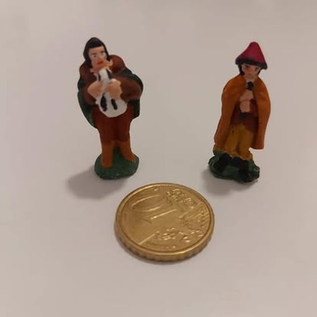 Due pastori zampognari con ciaramella e zampogna, in miniatura