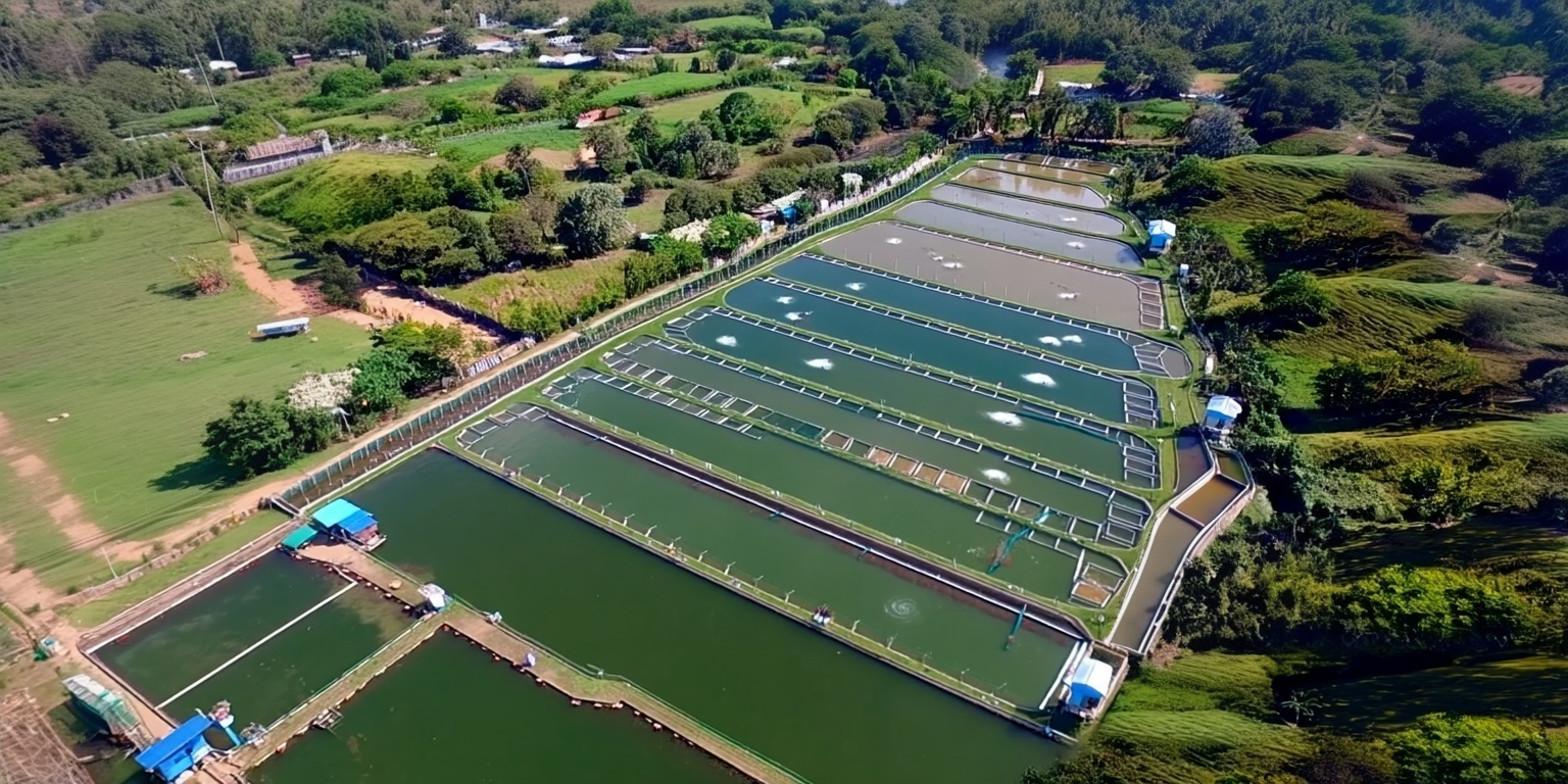 Fish farm ponds in the dominican rebublic