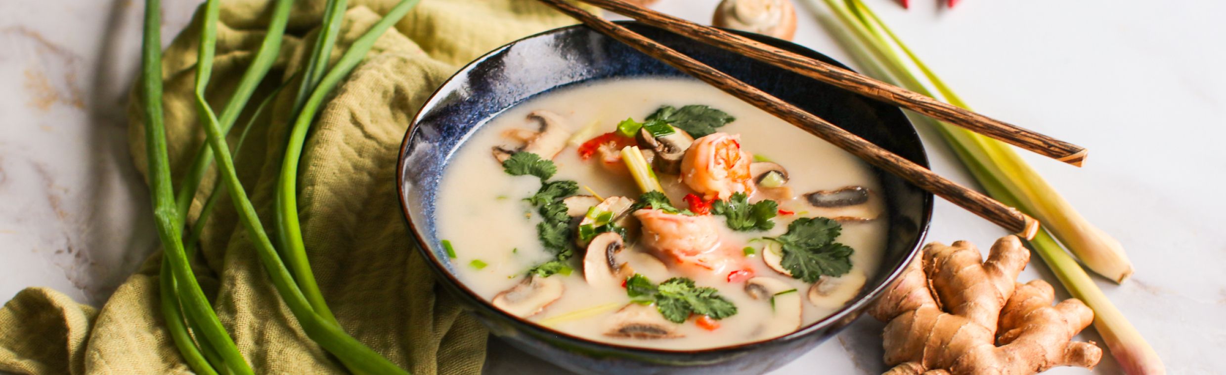 Kokosmilchsuppe mit Garnelen