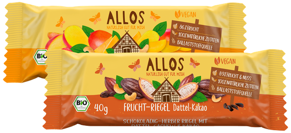 Frucht- oder Rohkostriegel