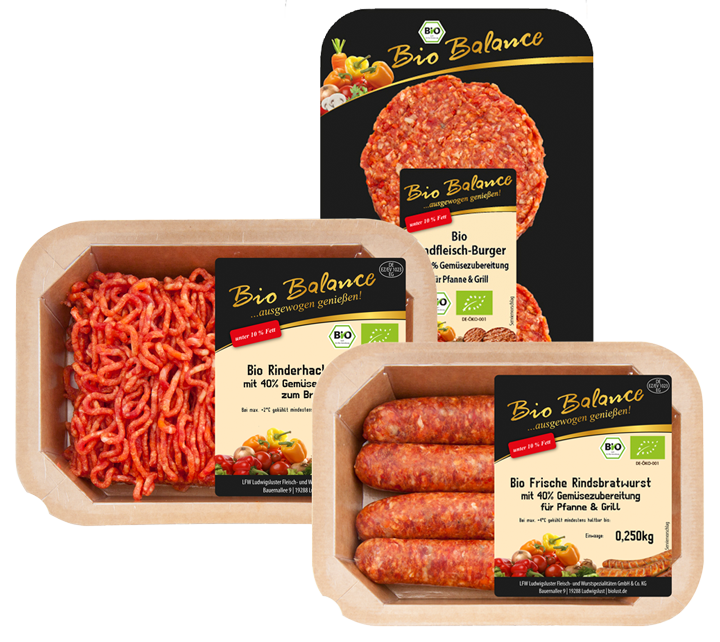 Rindsbratwurst, -hackfleisch oder -Burger