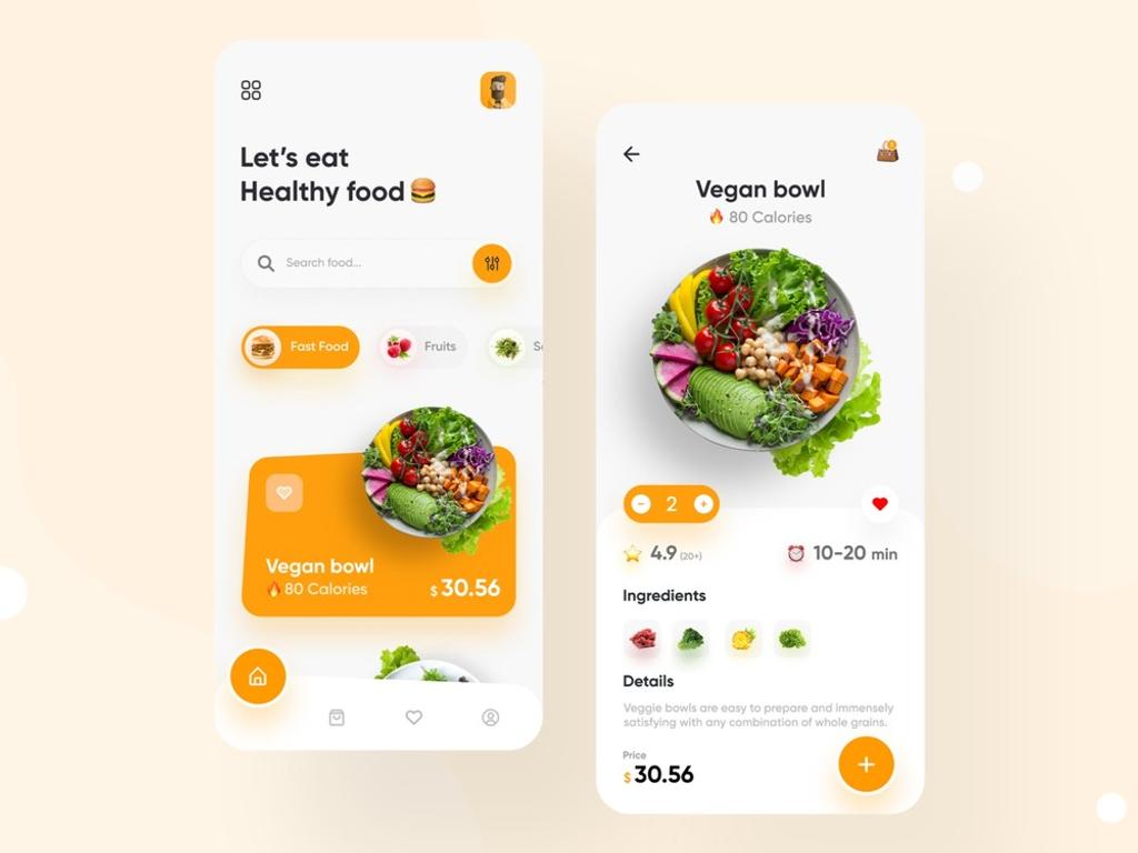 Food delivery app concept (*image by [Md. Shakib Ali ](https://dribbble.com/Shakib){ rel="nofollow" .default-md}*)