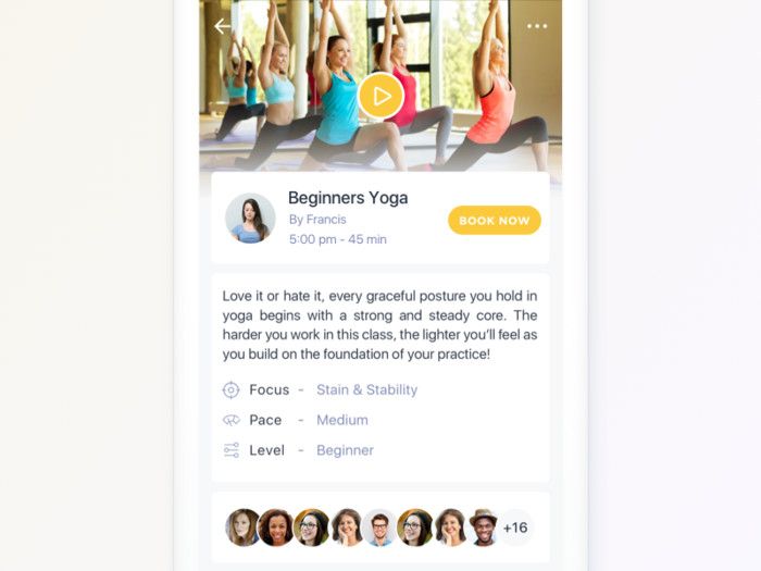 Yoga practicioners usually actively participate in different yoga-related events (*image by [Abhishek](https://dribbble.com/AbhishekJain){ rel="nofollow" .default-md}*)