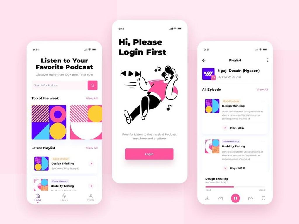 Example of podcast streaming (*image by [Umar Aji Pratama](https://dribbble.com/umarajipratama){ rel="nofollow" target="_blank" .default-md}*)