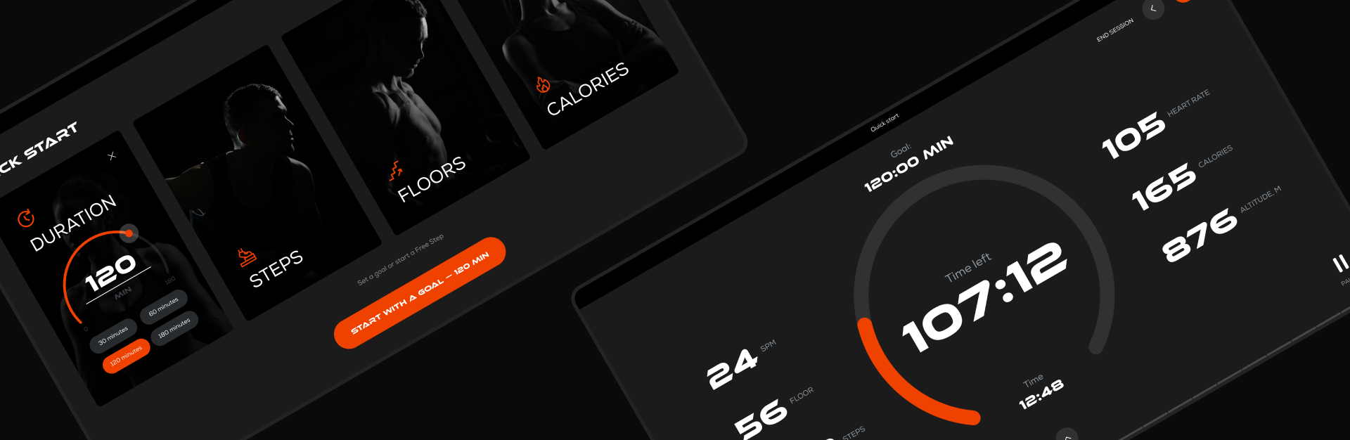 Illustration of the STEPR app for the fitness console of the stair-climbing machine 