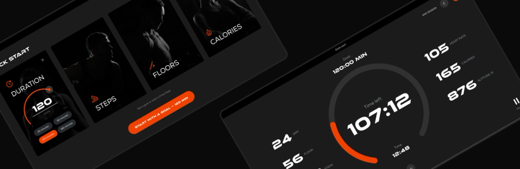 Illustration of the STEPR app for the fitness console of the stair-climbing machine