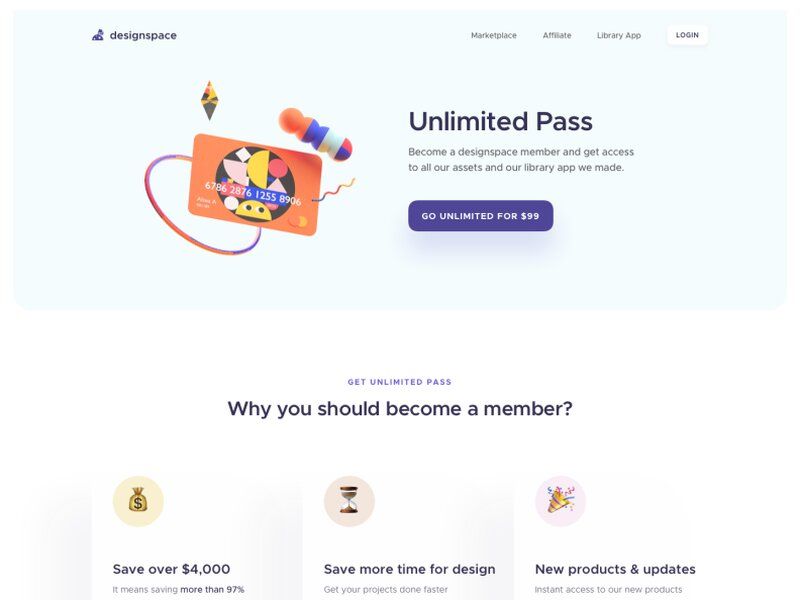 Membership website with a minimalist design (*image by [Ibnu Mas'ud](https://dribbble.com/sudutlancip){ rel="nofollow" target="_blank" .default-md}*)