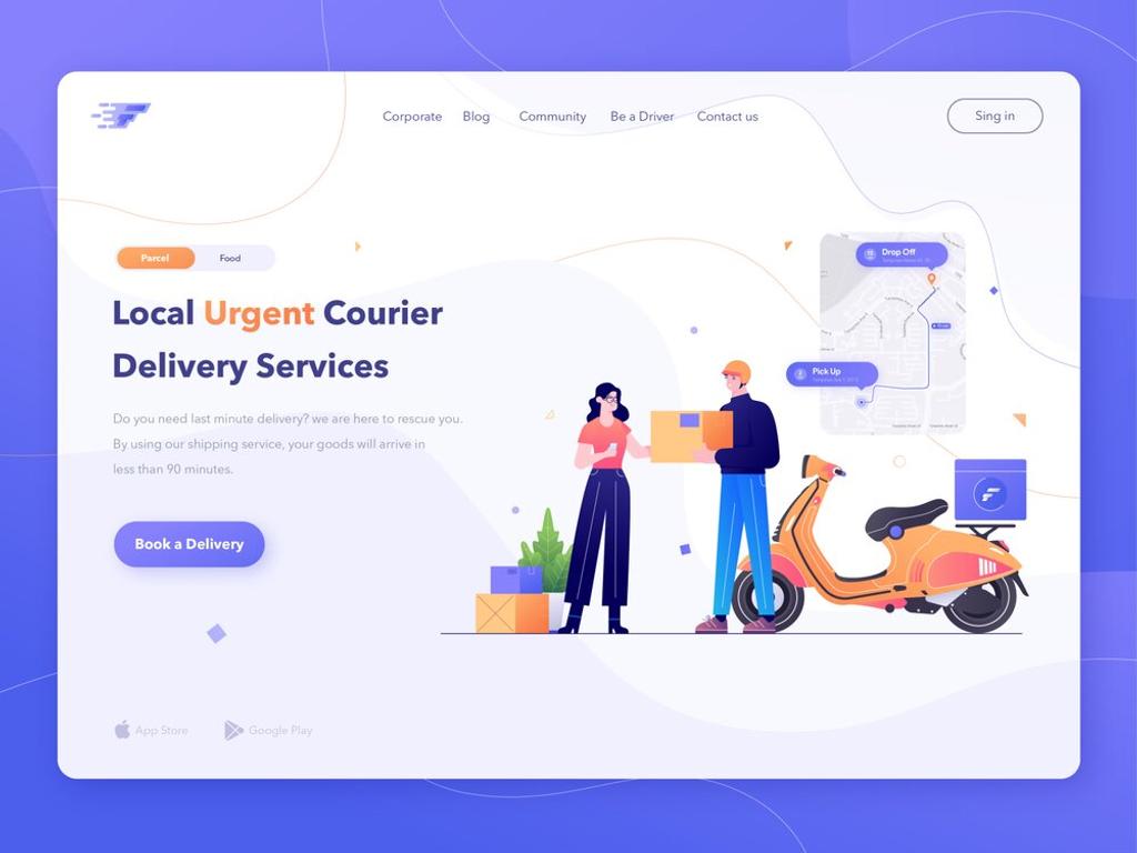 An urgent local delivery app like Postmates with great minimalistic design