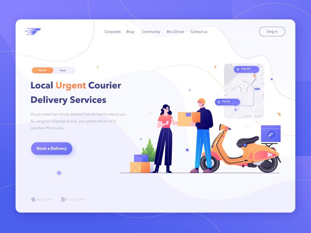 An urgent local delivery app like Postmates with great minimalistic design  (*image by [ahmad sulaiman](https://dribbble.com/_ahmadsulaiman){ rel="nofollow" target="_blank" .default-md}*)