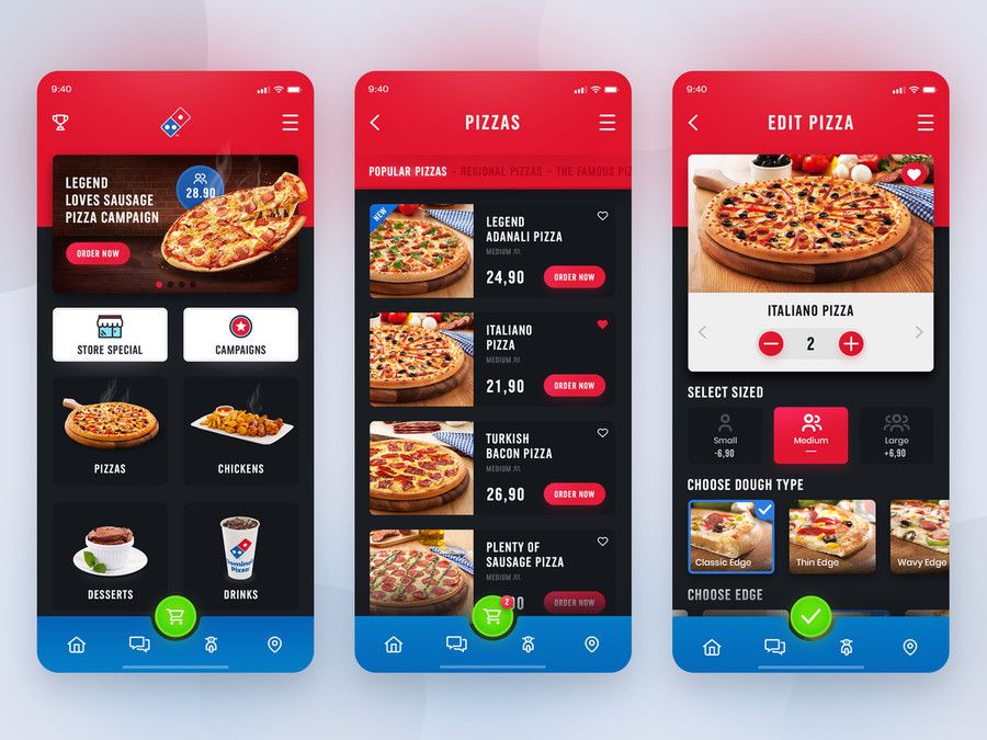 Digital Customer Experience in Domino's Pizza is built around mobile apps (*image by [Selim Özkök](https://dribbble.com/selimozkok){ rel="nofollow" .default-md}*)