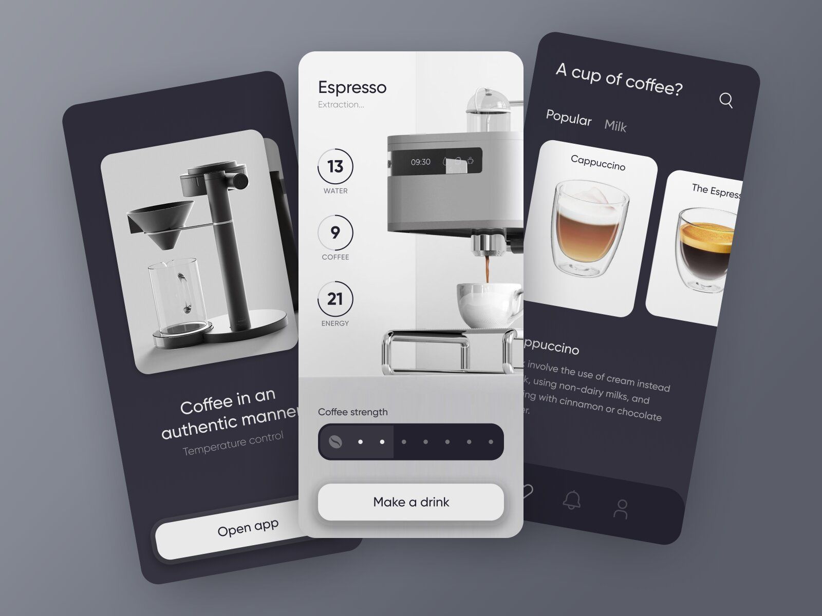 A smart home system for an IoT device can be controlled via a mobile app (*image by [Stas Koval](https://dribbble.com/StasKoval){ rel="nofollow" target="_blank" .default-md}*)