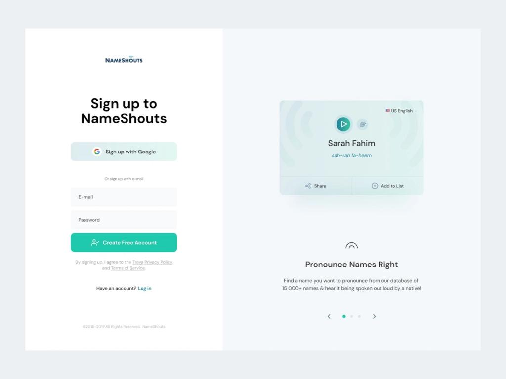 Fast Sign Up on a website