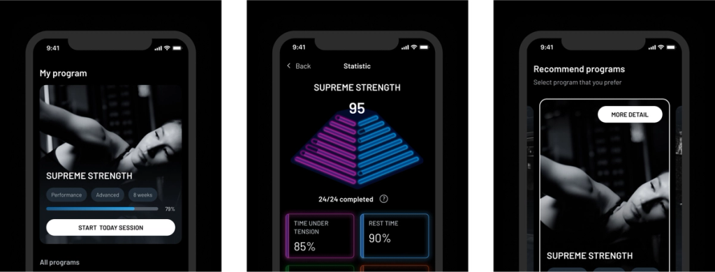 Screenshots of the Force USA app highlighting key features