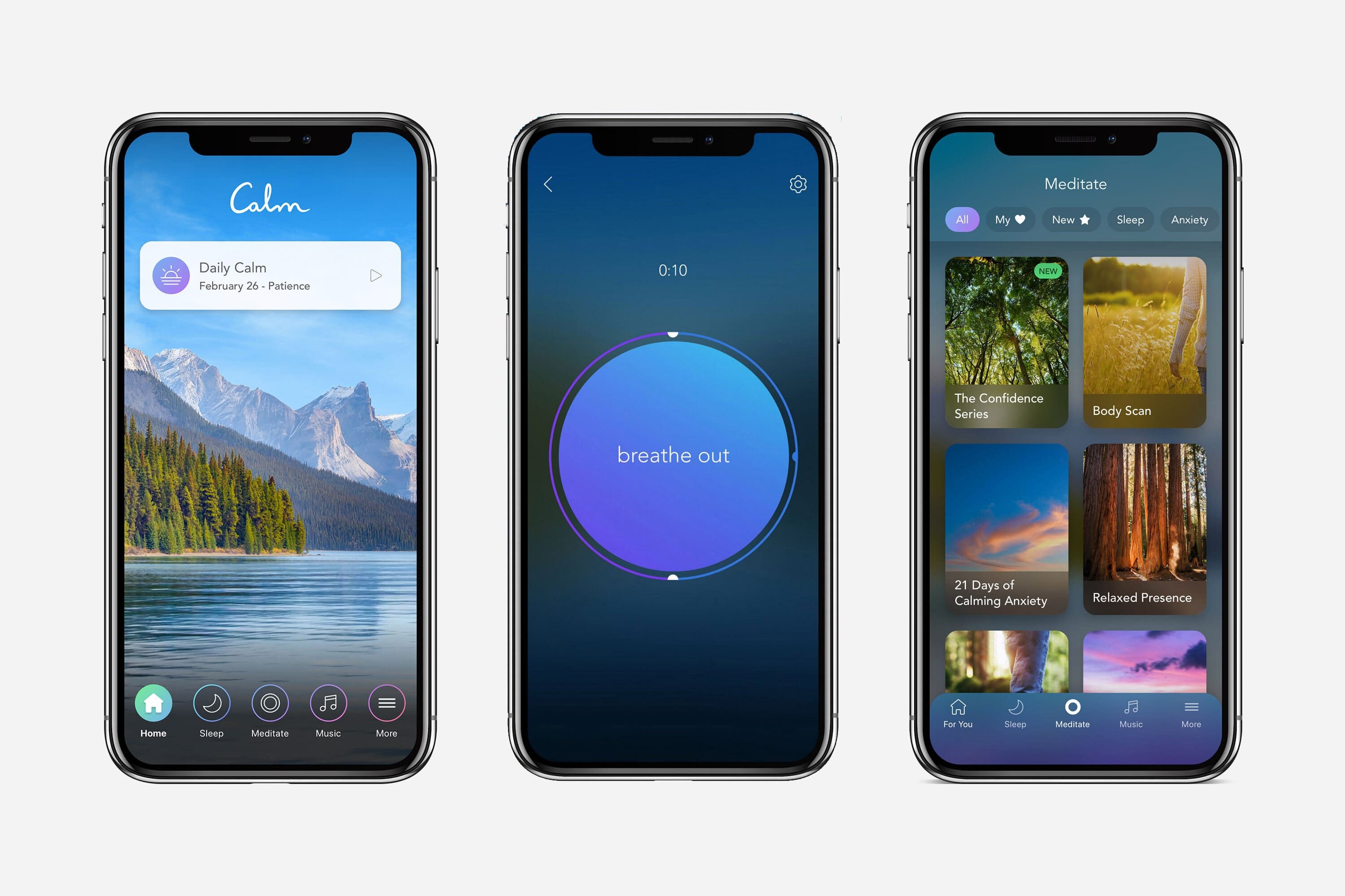 A Calm meditation app has a lot of guided meditations, self care practices, nature sounds, and mental health guided sessions (*image by [InsideHook](https://www.insidehook.com/article/news-opinion/calm-app-cnn-election-coverage){ rel="nofollow" target="_blank" .default-md}*)