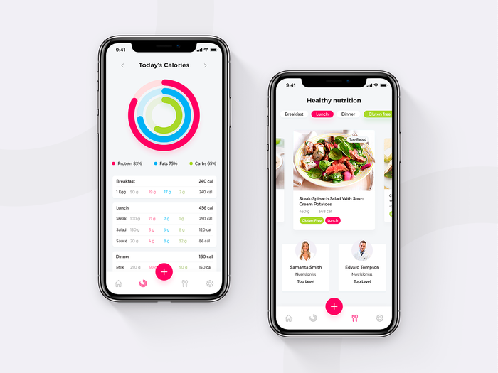 Diet Plans help users to understand how many calories they should eat a day (*image by [Nataly](https://dribbble.com/Nataleto){ rel="nofollow" .default-md}*)