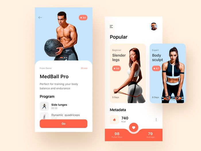 Online workouts became especially popular during the lockdown (*image by [Igor](https://dribbble.com/Rvachev){ rel="nofollow" .default-md}*)