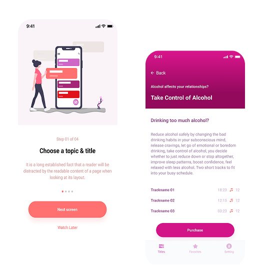 Example of the rehabilitation application