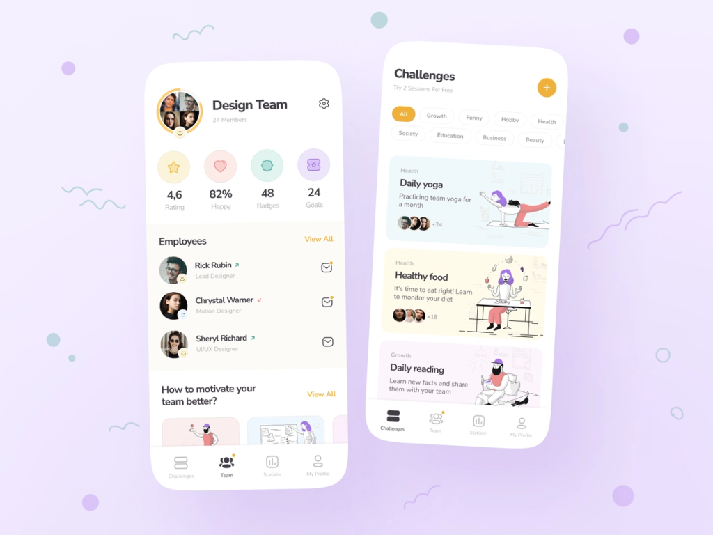 An example of company group challenges in corporate wellness app.