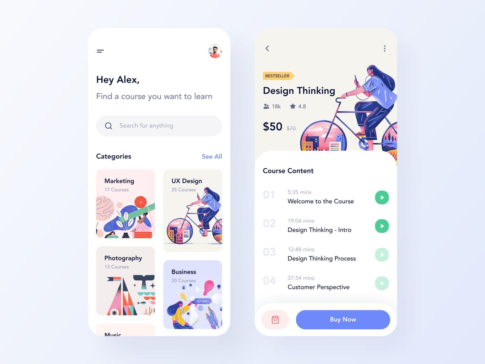 Make sure you provide students with all the necessary info about the course on your online learning website or app (*image by [simantOo](https://dribbble.com/simantoo){ rel="nofollow" .default-md}*)