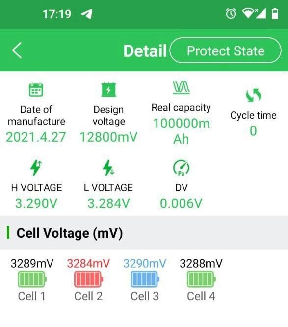 Screenshot of the default companion app for battery monitoring