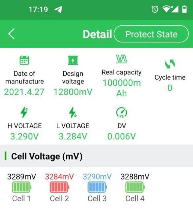 Screenshot of the default companion app for battery monitoring