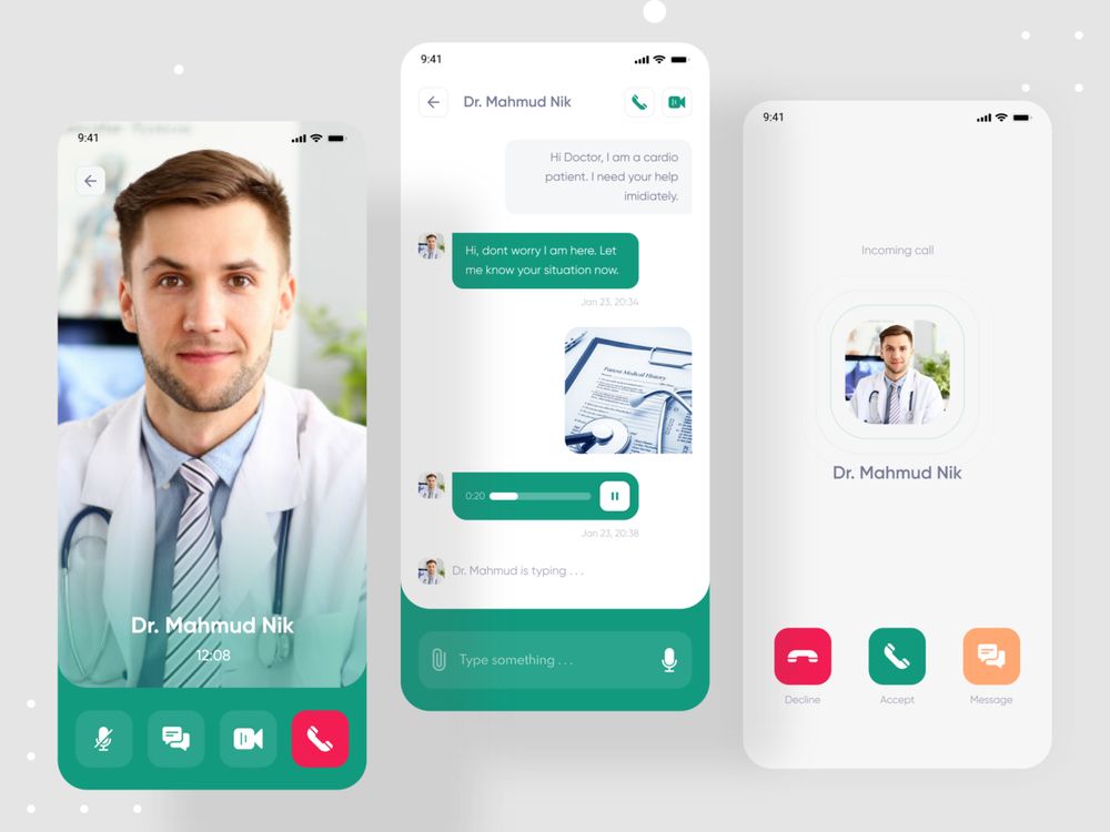 Mobile therapist app development should include adding the chatting feature (*image by [Mahmudul Hasan Manik](https://dribbble.com/mhmanik02){ rel="nofollow" target="_blank" .default-md}*)