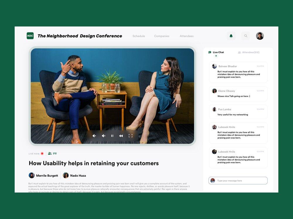 A live stream feature like here is quite popular among services that broadcast tv shows and events (*image by [Ajay Shekhawat](https://dribbble.com/ajayshekhawat){ rel="nofollow" target="_blank" .default-md}*)