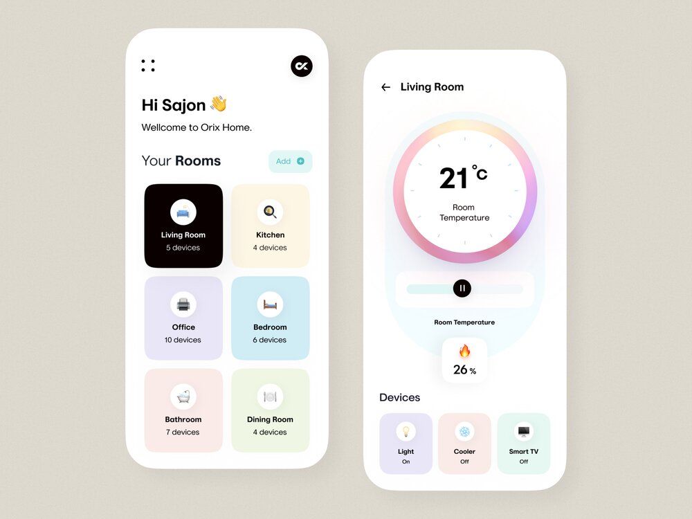 If your website is built on React Native, you can turn your website into app by reusing a part of the code for mobile application (*image by [Sajon](https://dribbble.com/sajon){ rel="nofollow" target="_blank" .default-md}*)