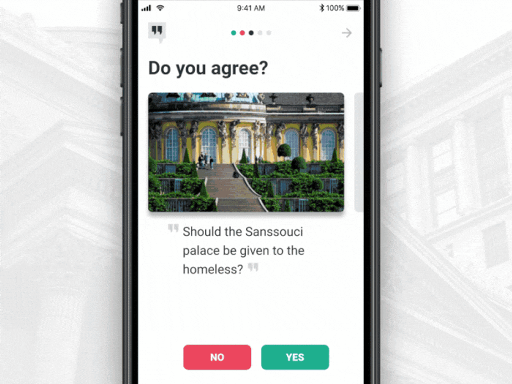 Action screens in the Civocracy app by Stormotion