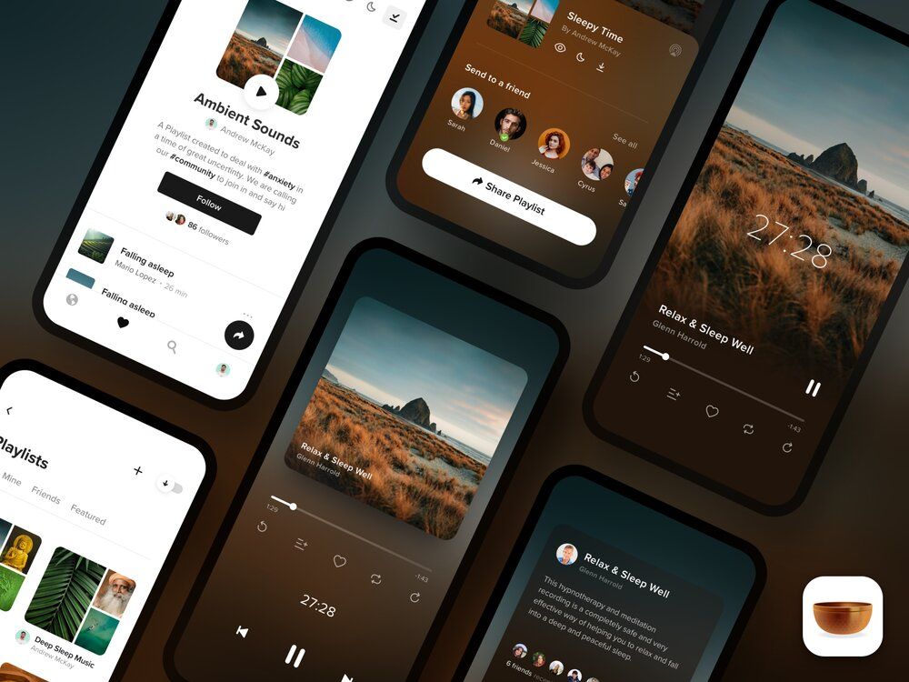 For an app for meditation, consistency is as important as affordable subscription price and wide meditation range (*image by [Andrew McKay](https://dribbble.com/andrewmckay){ rel="nofollow" target="_blank" .default-md}*)
