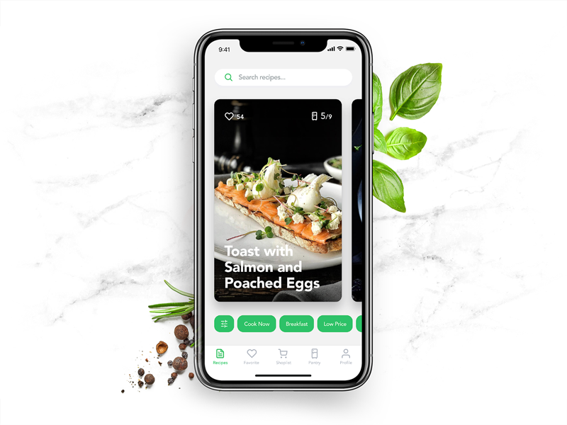 An example of a great cooking app design (*image by [tubik](https://dribbble.com/Tubik){ rel="nofollow" .default-md}*)