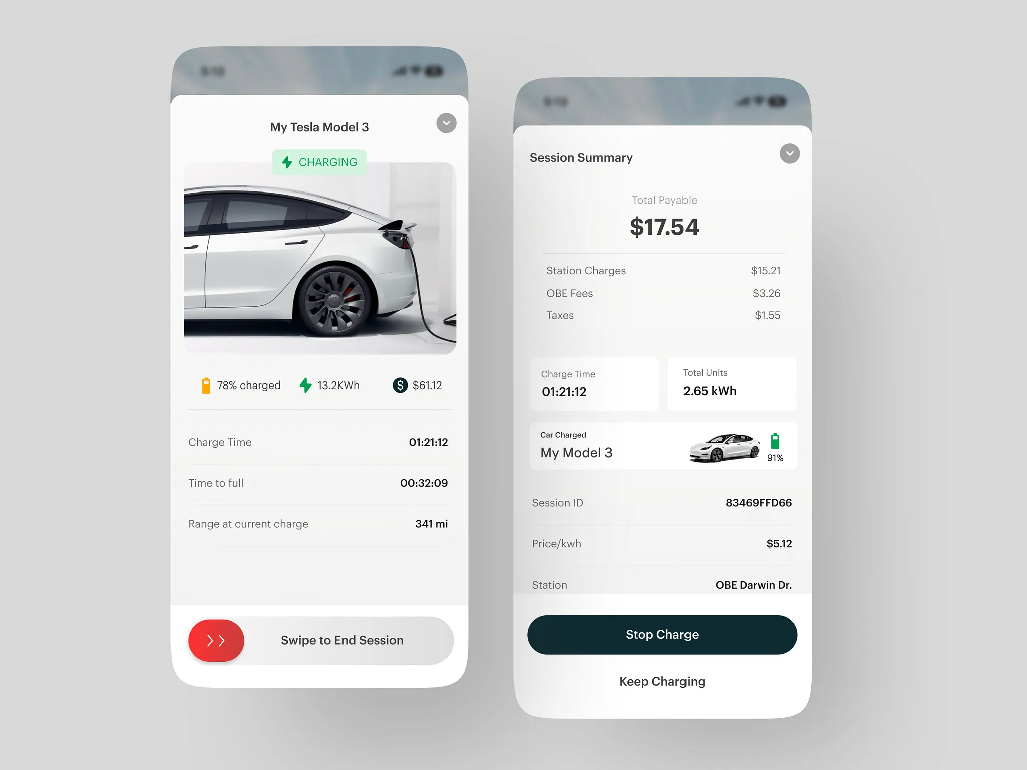 EV station payment app