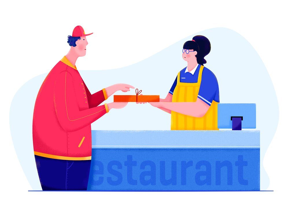 To create a food ordering website, think about how you’ll cover costs for delivery services (*image by [Uran](https://dribbble.com/urancd){ rel="nofollow" target="_blank" .default-md}*)