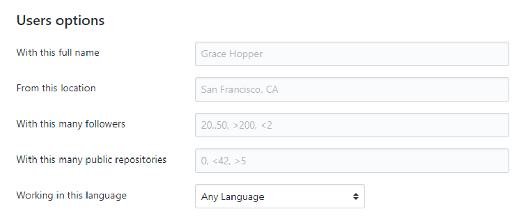 Advanced search on Github