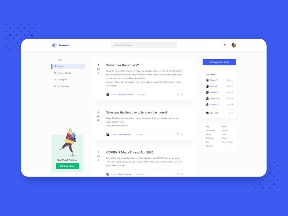 Normally, all membership levels include access to private forums (*image by [Aakash Raj Dahal](https://dribbble.com/AkashRajDahal){ rel="nofollow" target="_blank" .default-md}*)