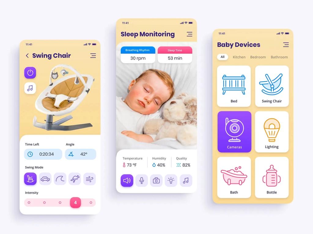An example of a real-time baby monitoring app with smart baby device integration