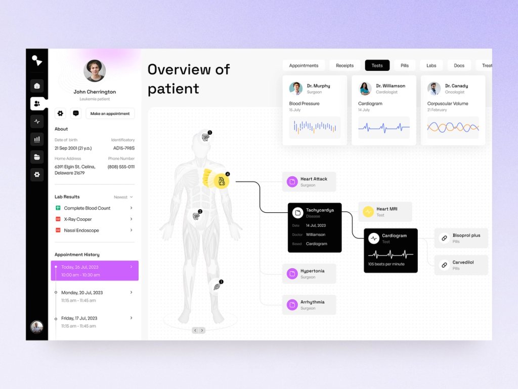 An example of medical application with IoT integration