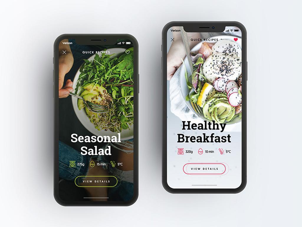 A "quick recipes" section in a cooking app 