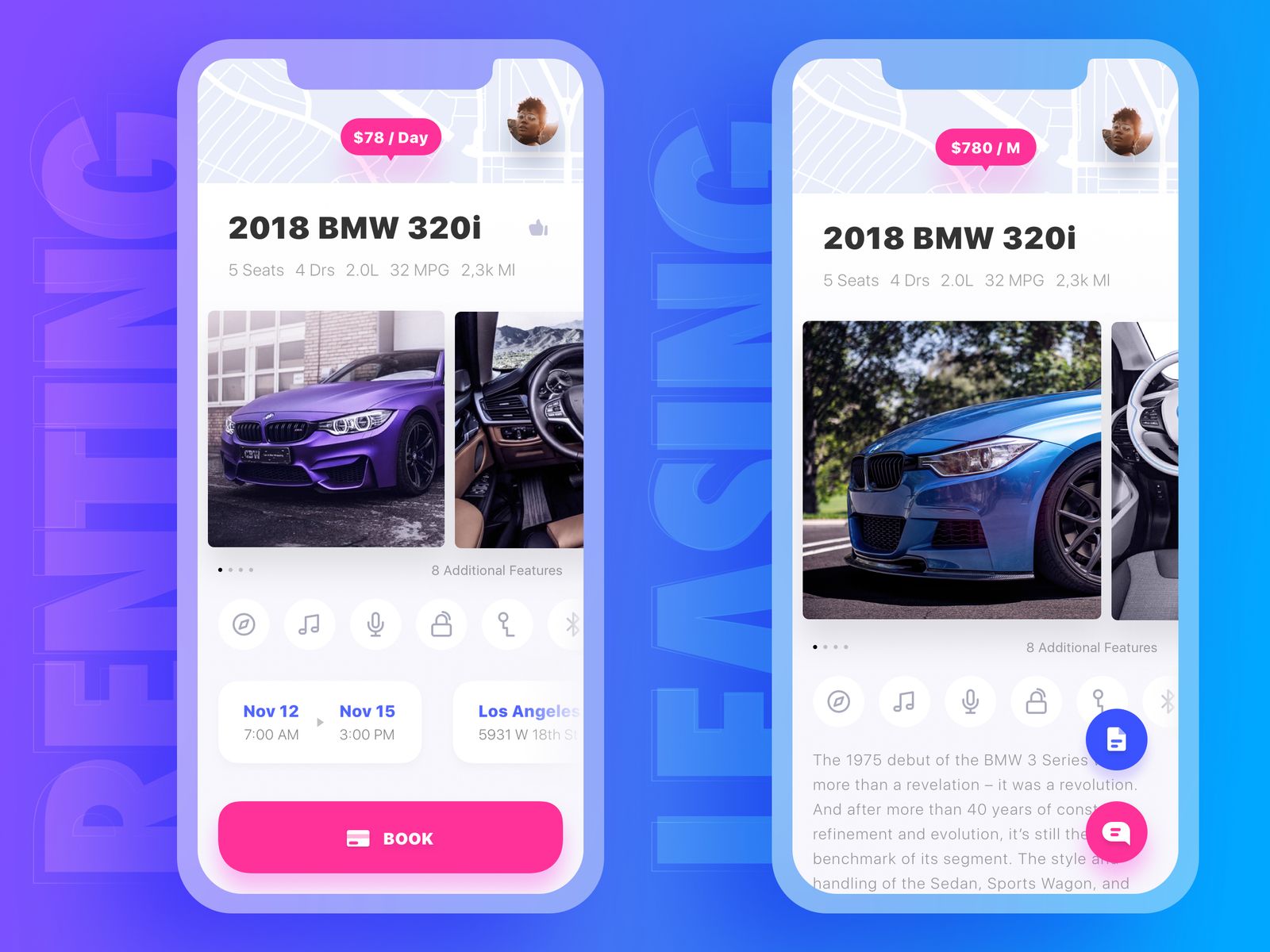 A comprehensive description of the vehicle increase chances that user will book it (*image by [Yaroslav Zubko](https://dribbble.com/Yar_Z){ rel="nofollow" .default-md}*)