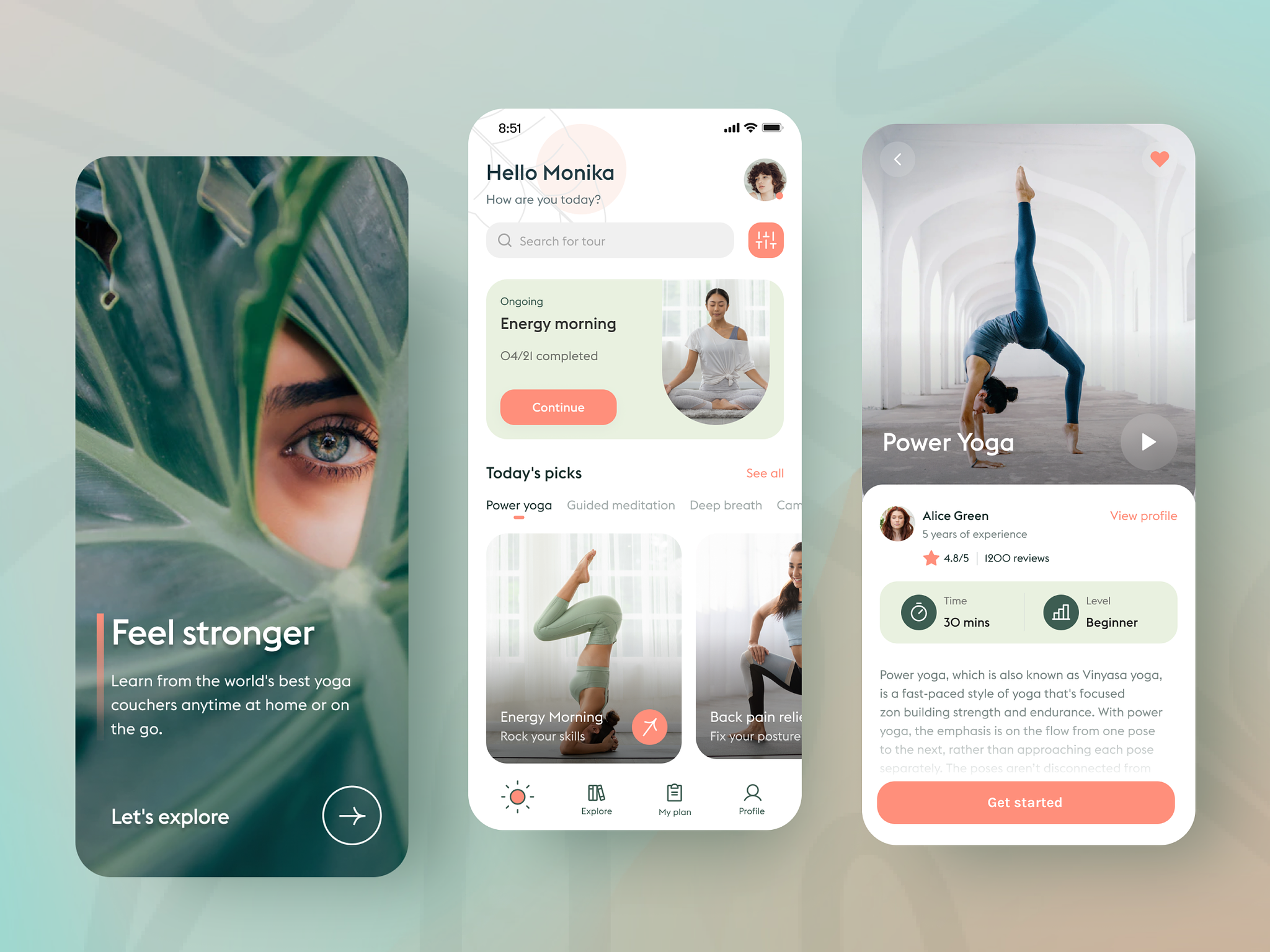 An example of yoga app design