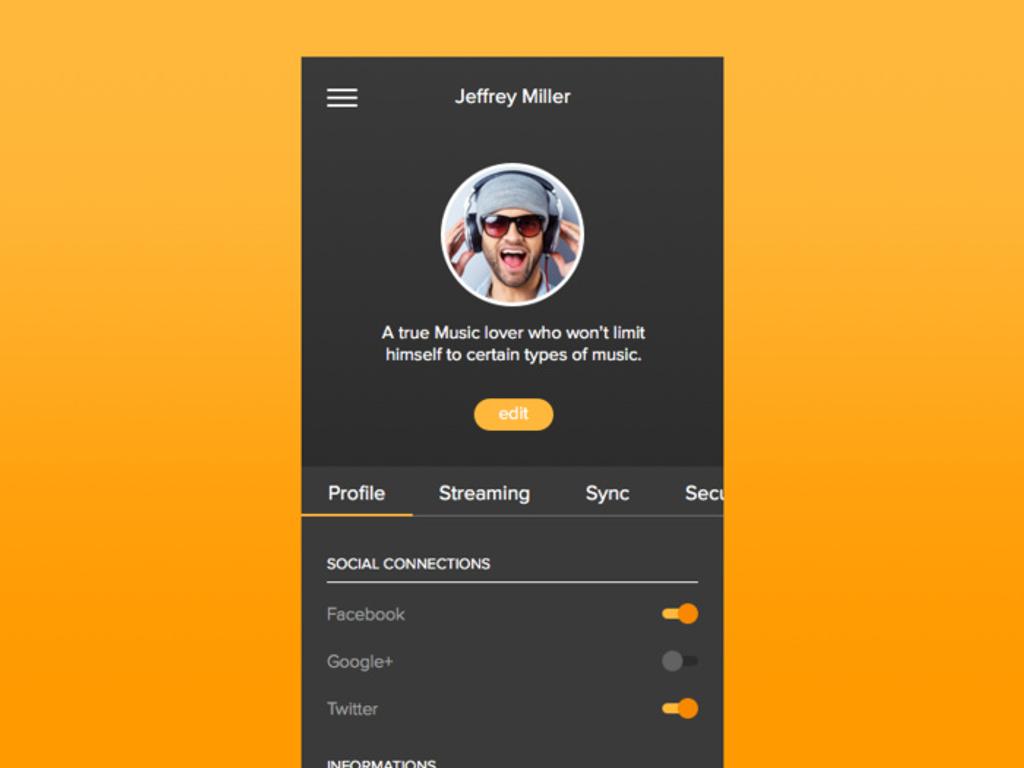 Personal Profile screen