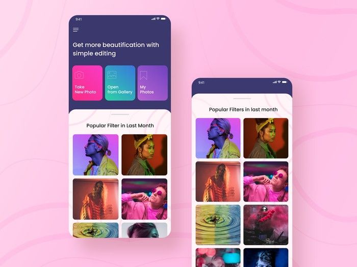 Interactions are the heart of the social photo editing app (*image by [Redwanul Haque](https://dribbble.com/redwanulhaque){ rel="nofollow" .default-md}*)