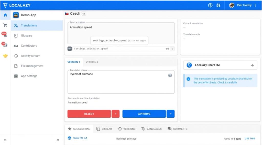 Localazy's interface