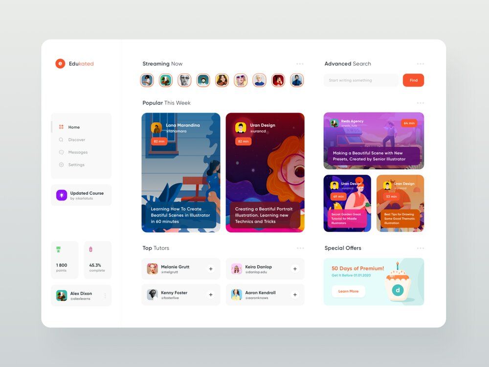 You can also make a live streaming website for various video content like educational classes, tv shows &amp; concerts (*image by [Dmitriy Kharaberyush](https://dribbble.com/DH){ rel="nofollow" target="_blank" .default-md}*)