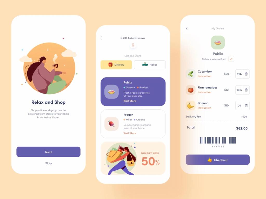 The checkout screen in an on-demand food delivery app is an important stage where customers check their orders and pay for them 