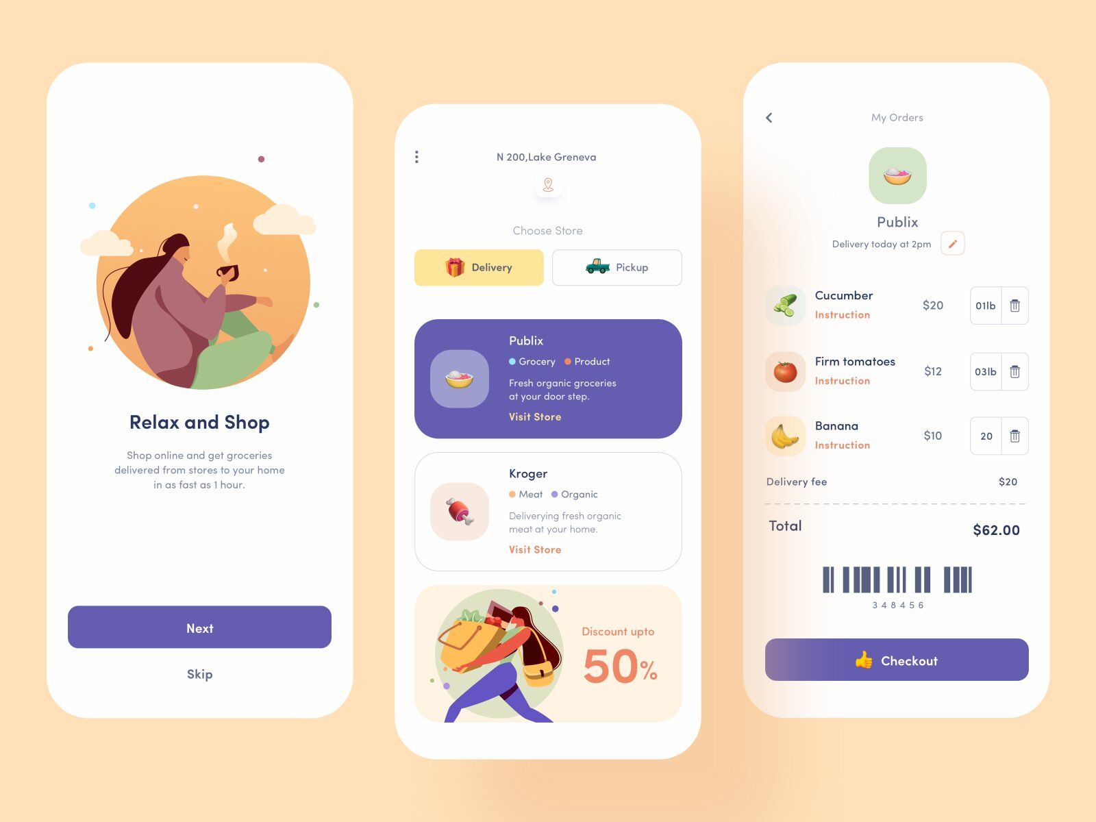 The checkout screen in an on-demand food delivery app is an important stage where customers check their orders and pay for them 