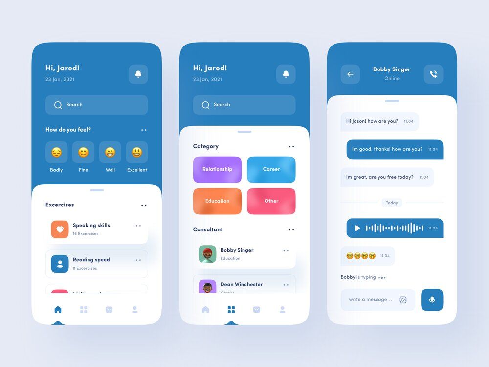 Mental health app development can be a great way for you to help people to support their well-being (*image by [Choirul Syafril](https://dribbble.com/choirulsyafril){ rel="nofollow" target="_blank" .default-md}*)