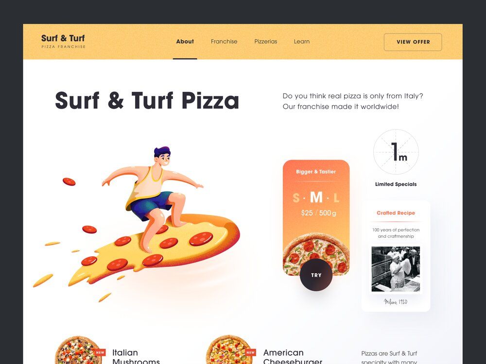 Delivery with great fast food website design (*image by [Halo Web](https://dribbble.com/intriligator){ rel="nofollow" target="_blank" .default-md}*)