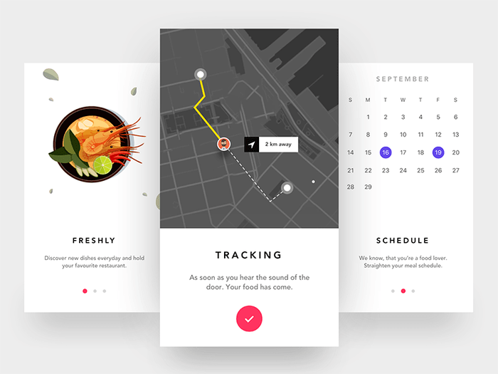 Food delivery is a complicated but useful and demanded feature when you create a restaurant app (*image by [Divan Raj](https://dribbble.com/divanraj){ rel="nofollow" .default-md}*)