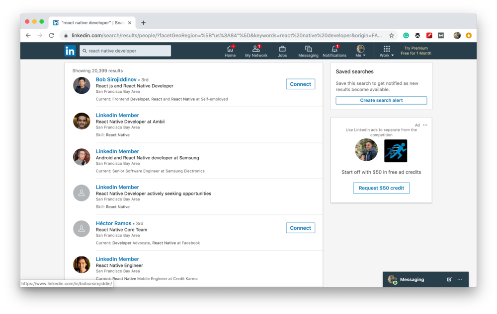 How to find React Native developers in Linkedin